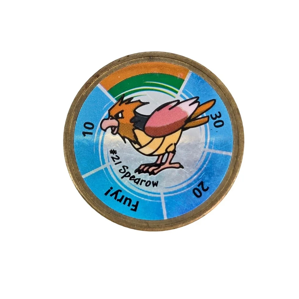 Vintage Pokemon Spearow 21 Hasbro Battle Coin Metal Holographic Fury 1.5 Inch